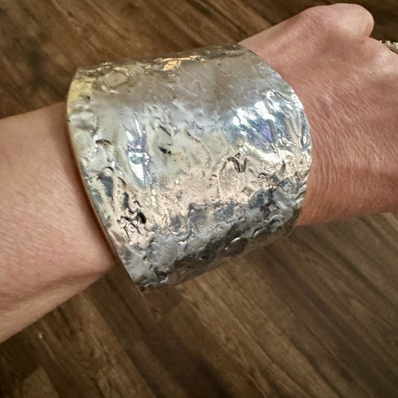Wide Hammered Cuff Bracelet - Picture 3 of 3
